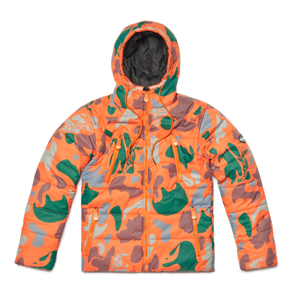 
                  
                    Orange Military Camo Puffer Jacket
                  
                